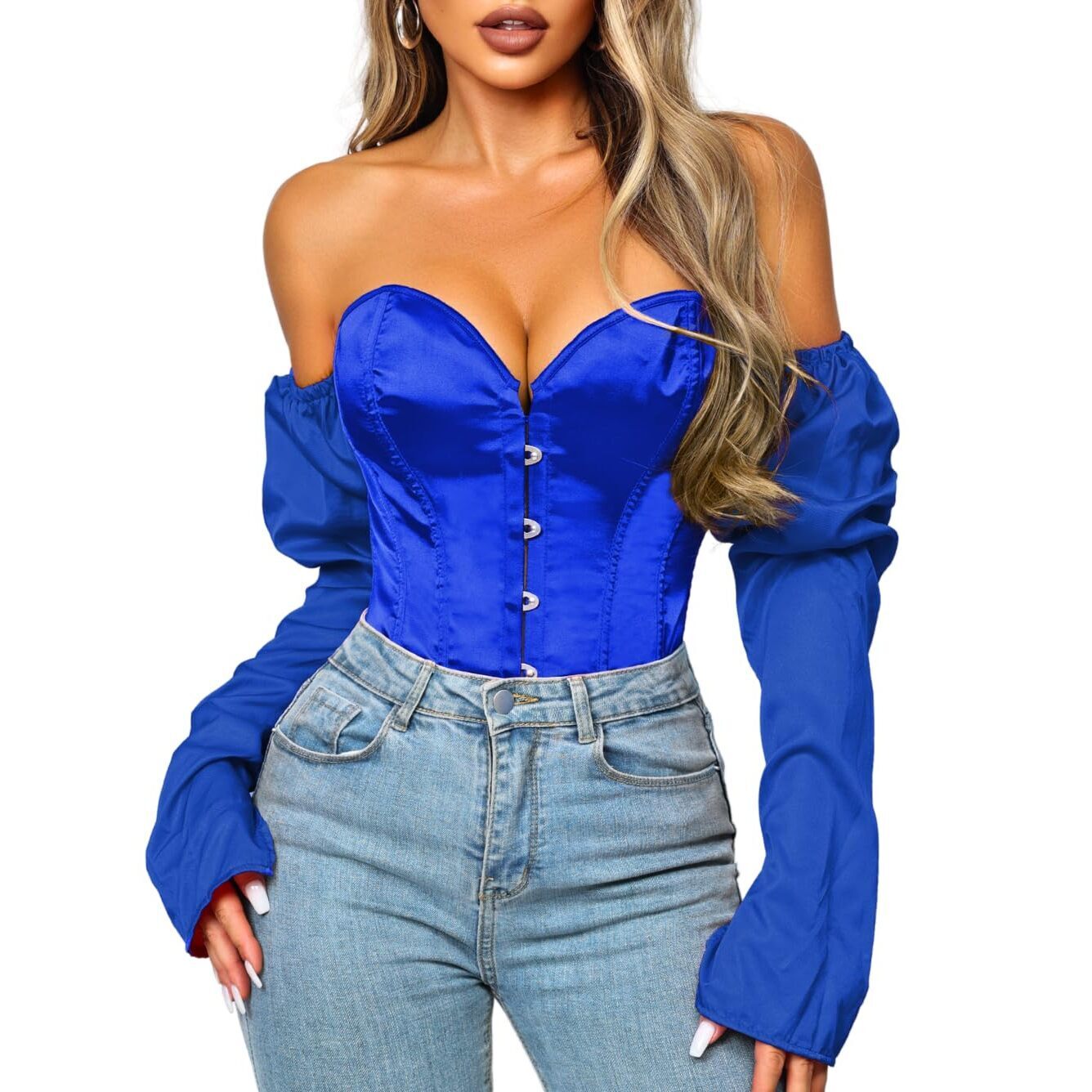 3611 Long Sleeve Corset Topsoff The Shoulder Overbust Corsets Top